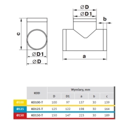 Trójnik okrągły fi 125 mm, biały VENTIKA