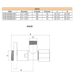 Zawór kątowy SOLID 1/2 x 3/8 ( DN15 x DN10 ) ARKA