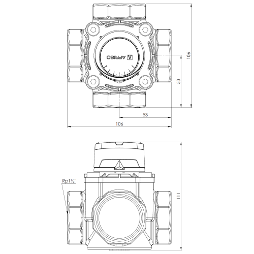 4-drogowy obrotowy zawór mieszający ARV 486 ProClick, DN40, Rp1 1/2