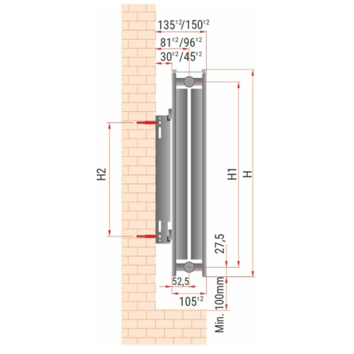 Stalowy Grzejnik Panelowy TYP-22 600x0600, Z. BOCZNE Z MOCOWANIEM DIAMOND