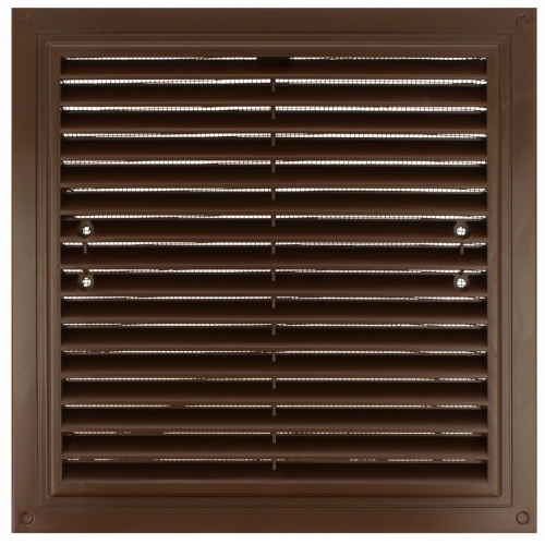 Kratka wentylacyjna 150x150 mm z siatką i uchwytami mocującymi, brązowa VENTIKA
