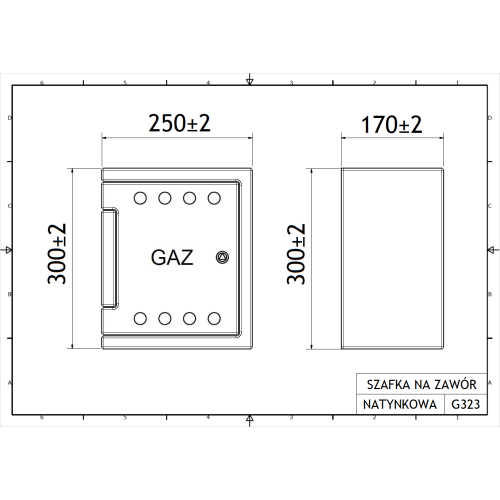 Szafka na zawór gazowy natynkowa 25x30x17 PP BRĄZOWA