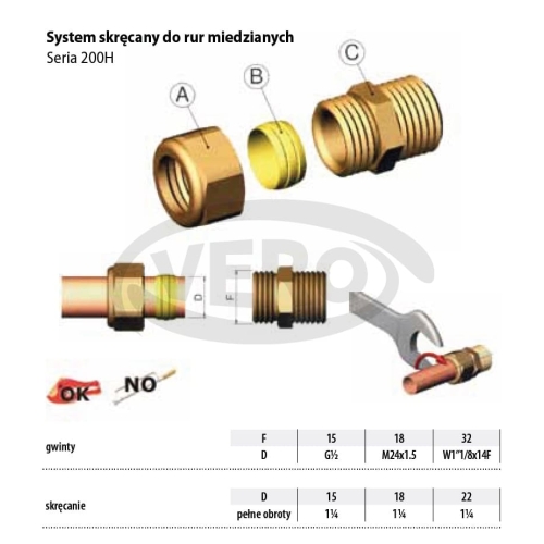 Kolano skręcane do miedzi 15x15