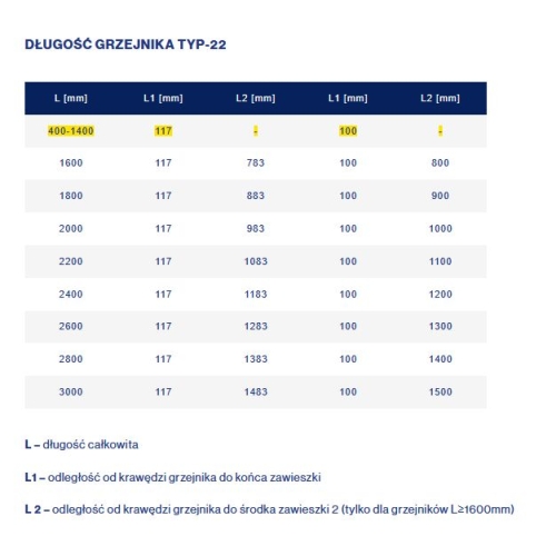 Stalowy Grzejnik Panelowy TYP-22 400x0600 z bocznym mocowaniem DIAMOND