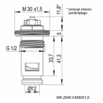 Wkładka zaworowa termostatyczna do grzejnika stalowego TYPU V- M30 X 1.5 KRÓTKA (CZĘŚĆ ZAMIENNA) DIAMOND