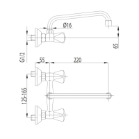 STANDARD BATERIA UMYWALKOWA ŚCIENNA L-220, CHROM KFA