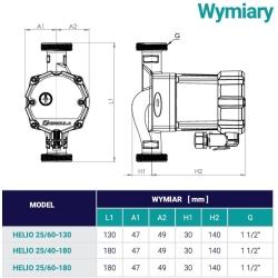 CIRCULA-HELIO-POMPA ELEKTRONICZNA C.O. 25/60 130MM Z WTYCZKĄ