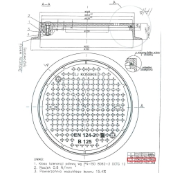 Właz kanałowy żeliwny B125 H-115 600 12,5T rant 5cm LUDWIKOWSKI