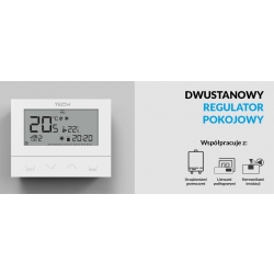 TECH Przewodowy regulator pokojowy dwustanowy  (panel przedni ze szkła) biały ST-292 v3