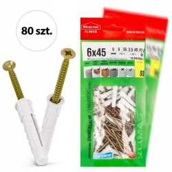 Kołki uniwersalne z wkrętem z łbem stożkowym 6/3,5x45 (80szt.) WKRĘT-MET