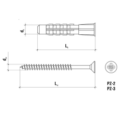 Kołki uniwersalne z wkrętem z łbem stożkowym 6/3,5x45 (80szt.) WKRĘT-MET