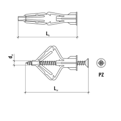 Kołki do mocowania w płytach gipsowo-kartonowych 10x3,5x60 (30szt.) WKRĘT-MET