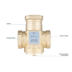 Zawór temperaturowy ATV 555, DN32, Rp1 1/4