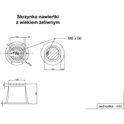 Skrzynka do nawiertki z wiekiem żeliwnym - woda, gaz, wysokość 15cm