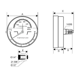 Termomanometr 80 1-4 BAR TYŁ 1/2