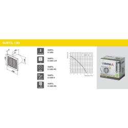 VENTS SUBTIL wentylator osiowy fi 100 mm z wyłącznikiem sznurkowym, BIAŁY