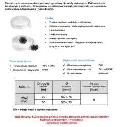 Wąż strażacki PVC 50mm/20m z szybkozłączem maksymalne ciśnienie 8 Bar