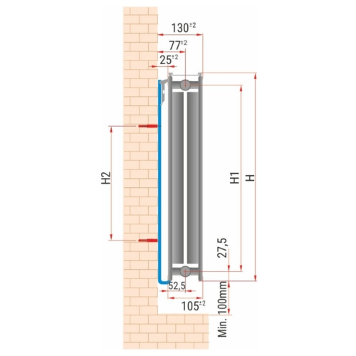 Stalowy Grzejnik Panelowy TYP-22 600x0400 ZASILANIE DOLNE (V) DIAMOND