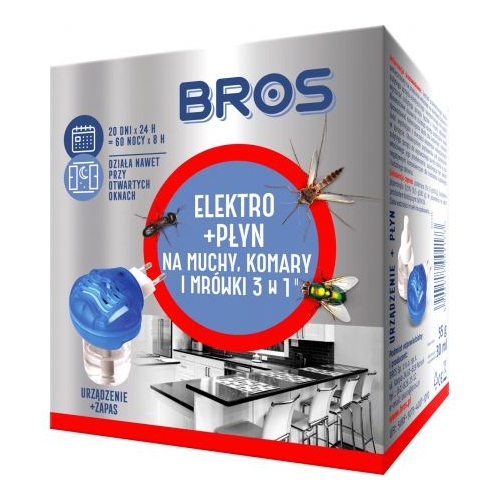 Elektro + płyn na muchy, komary i mrówki 3w1 BROS