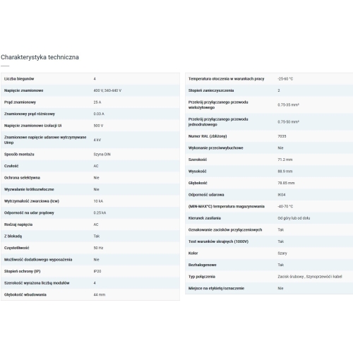 Wyłącznik różnicowoprądowy RX3 4P 25A 30MA Typ AC LEGRAND