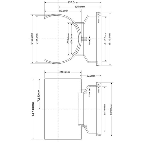 MCALPINE Uniwersalne siodło mechaniczne do pionów kanalizacyjnych 110/110mm