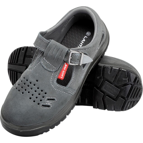 Sandały zamszowe szare, stalowy podnosek 45 LAHTI PRO