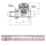 Zawór termostatyczny prosty VECTOR niklowany z ruchomą przysłoną FP20 typ ZT22 VALVEX ( do skompletowania z głowicą GZ03 4410000 )