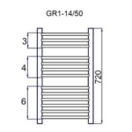 Grzejnik łazienkowy GR1, wymiary 550x720, 13-żeberek,MOC-333W. TYP.G-14/50 DIAMOND