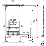 Stelaż do bidetu ściennego podtynkowy TECEprofil 500 x 1120 x140 mm bez mocowania TECE