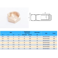 Zaślepka mosiężna 3/8