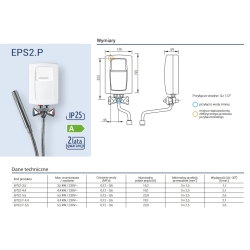 Przepływowy ogrzewacz wody PRISTER EPS2-4,4 kW 230V