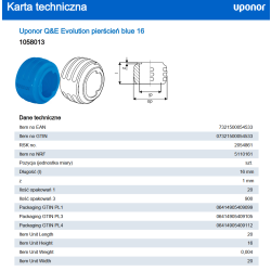 UPONOR Q&E Evolution pierścień blue 16