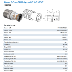 Uponor S-Press PLUS złączka z gwintem zewn. 16-R1/2