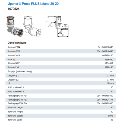 Uponor S-Press PLUS kolano 20-20