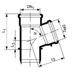 Trójnik Ultra UdBEA 67° niskoszumowy 110/50 mm niebieski