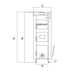 Kocioł zasypowy UNI DS 18 kW z automatyką SK-14z i wentylatorem DREW-MET