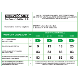 Kocioł zasypowy UNI DS 18 kW z automatyką SK-14z i wentylatorem DREW-MET