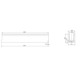 Kanał betonowy, korytko Base DN100 ruszt żeliwo klasa C250 H125 VODALAND