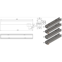 Kanał betonowy, korytko Base DN100 ruszt żeliwo klasa C250 H125 VODALAND