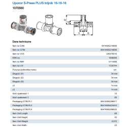 Uponor S-Press PLUS trójnik 16-16-16