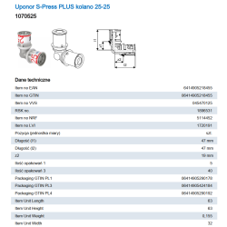 Uponor S-Press PLUS kolano 25-25