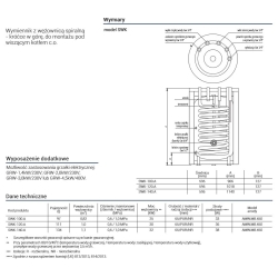 Wymiennik c.w.u. SWK-140.A Termo Top WHITE, 140 litrów stojący z wężownicą spiralną - króćce w górę, biały KOSPEL