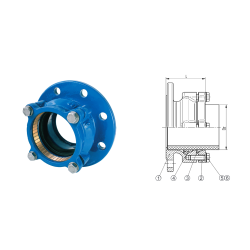 Złącze kołnierzowe FABO PE/PVC DN200 / DZ225 L=135mm IGE