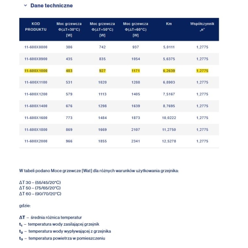 Stalowy Grzejnik Panelowy TYP-11 600x1000 BOCZNE Z MOCOWANIEM DIAMOND
