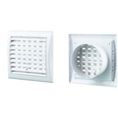 Kratka wentylacyjna 154x150 mm fi 100 z regulowaną żaluzją i kołnierzem  biała VENTIKA