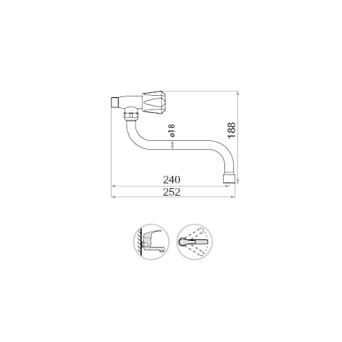 Zawór z ruchomą wylewką S STANDARD L-160 GOSHE