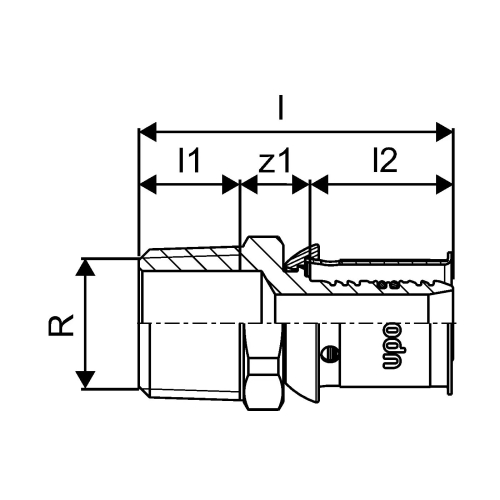 Uponor S-Press PLUS złączka z gwintem zewn. 25-R3/4