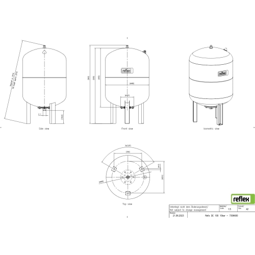 Naczynie przeponowe CWU DE 100 10,0bar niebieskie 7306600 Reflex