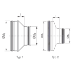 Redukcja tłoczona nyplowa z uszczelką 125-100 LINDAB