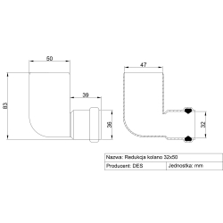 Kolano kanalizacyjne redukcyjne PP 50/32 BIAŁE